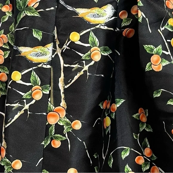 Modasize Black Fruit Print Pleated Midi Skirt Size L - Picture 5 of 8